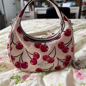 Coach Cherry Print Mini Hobo Bag - Cream with Red Cherries
